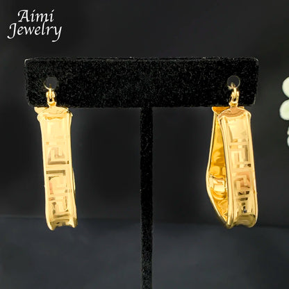 18K Gold Plated Hoop Copper Hook Drop Earrings