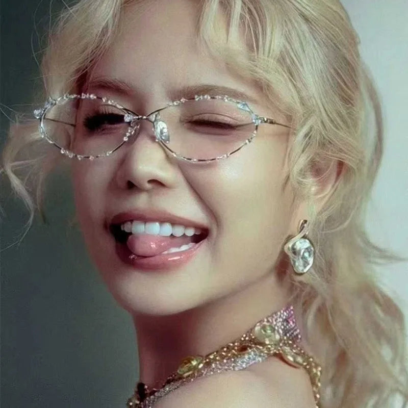 Diamond Luxury oval Rhinestone Sun Glasses