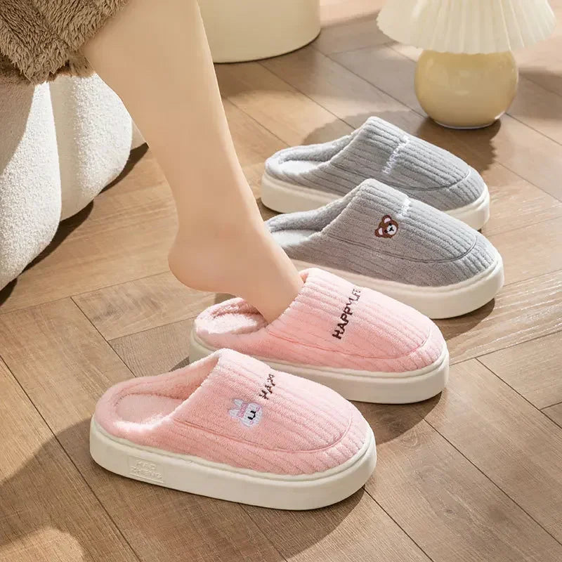 Anti Slip Thick Soled Cotton Slippers