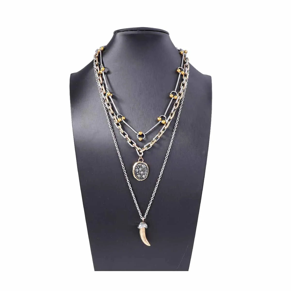 Vintage Metal Chains Choker Wolf Tooth Pendant Necklaces