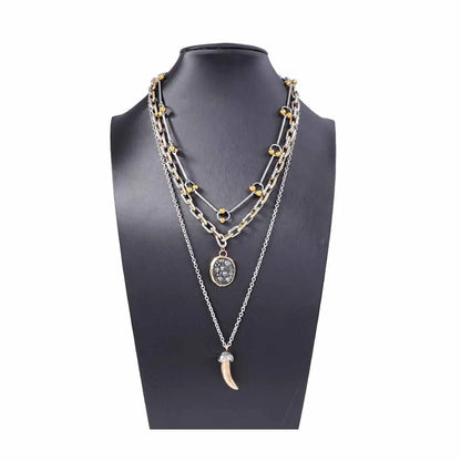 Vintage Metal Chains Choker Wolf Tooth Pendant Necklaces