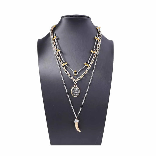 Vintage Metal Chains Choker Wolf Tooth Pendant Necklaces