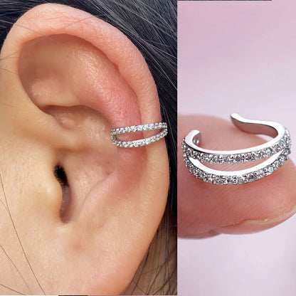 Geometry Crystal CZ  Leaf Clip Earring