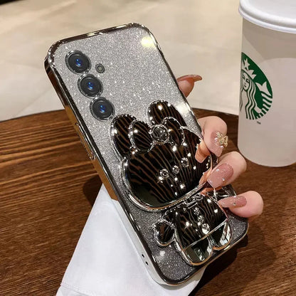 Glitter Mirror Rabbit Stand Case For Samsung Cover