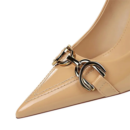 Luxury High Heels Metal Buckle Pumps Shoes