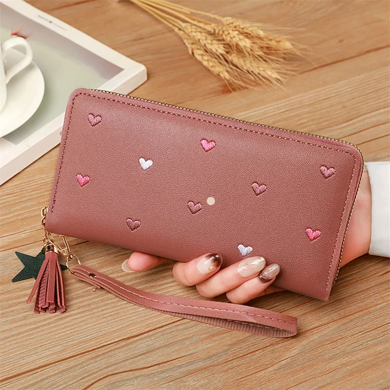 Long Luxury Love Heart Card Holder Wallet