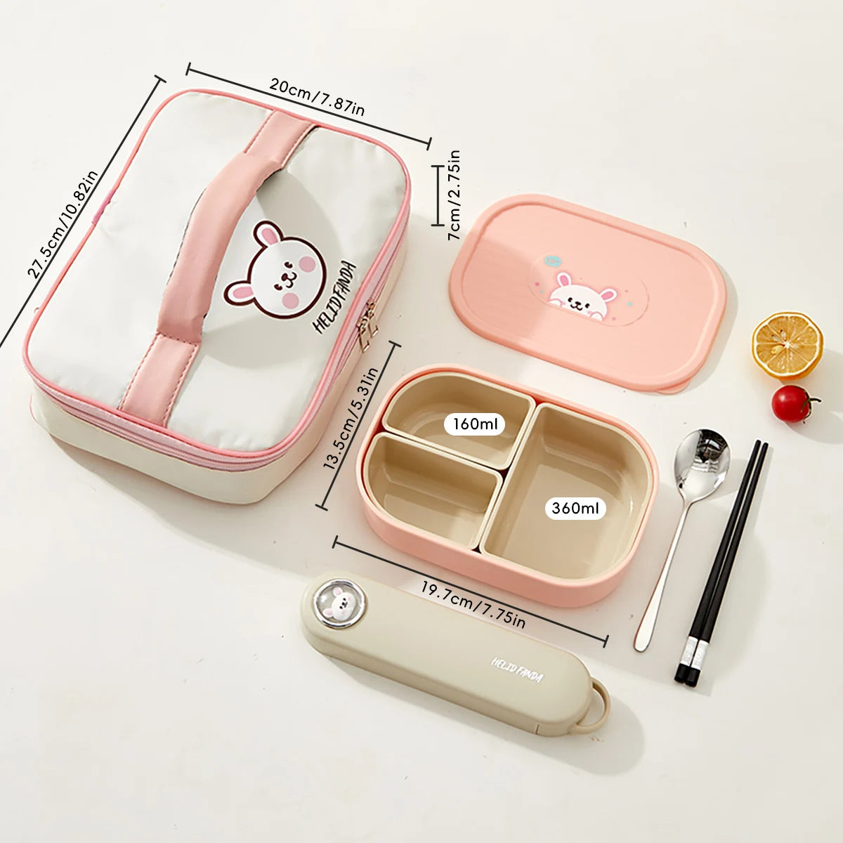 Outdoor Portable Sealed Divided Food Container 3 Grids Plastic Lunch Box