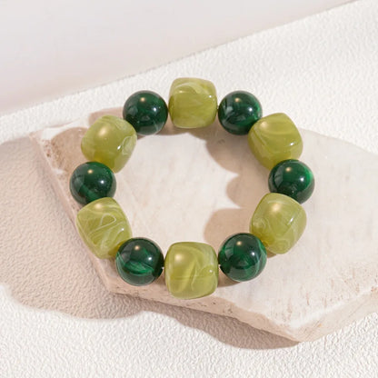 Acrylic Irregular Square Round Beaded Bracelet