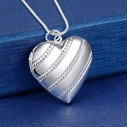 40-75cm 925 Sterling Silver seashell Photo open Frame Necklace