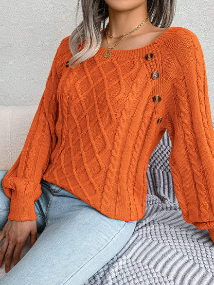 Casual Square Collar Long Sleeve Sweaters