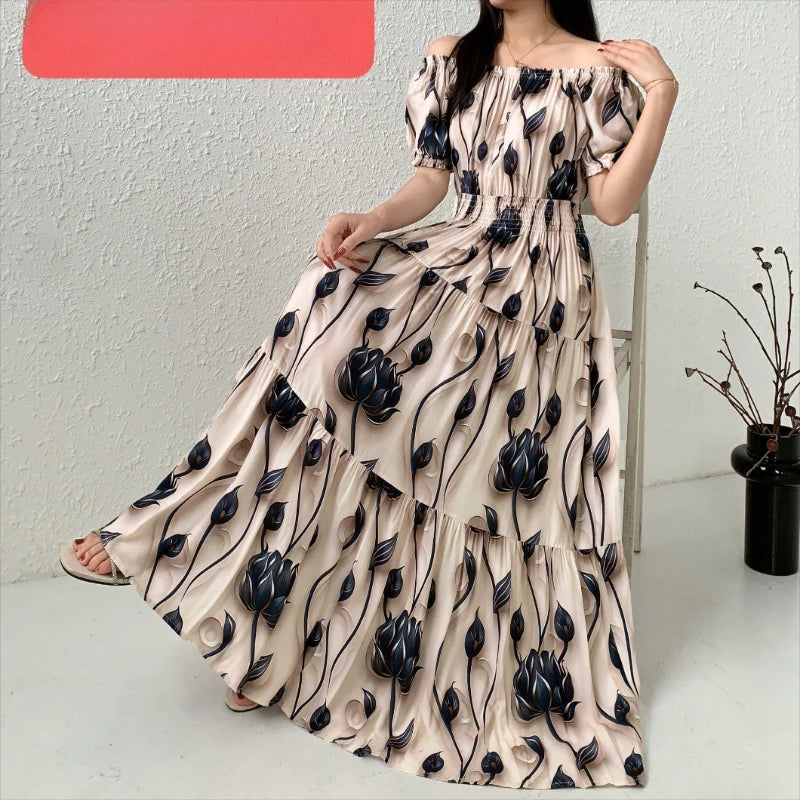 Long Maxi Bohemian Korean Style Floral Vintage Slim Dress Boho