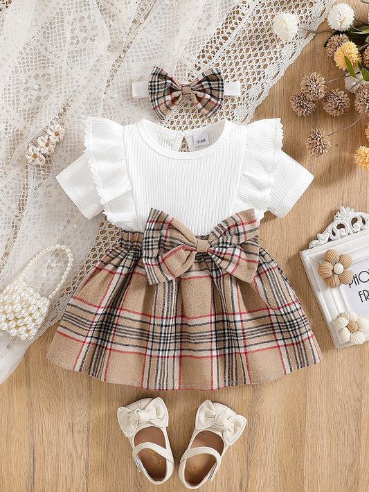 Baby Girl Cute Ruffle Lace Large Bow Dress