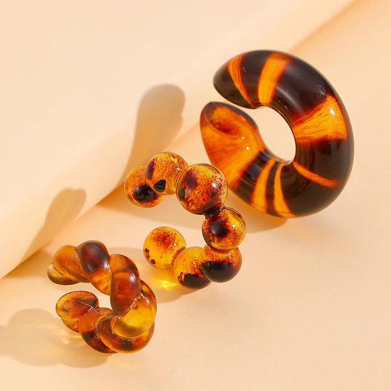 DANA C Shaped Acrylic Ear Round Earrings