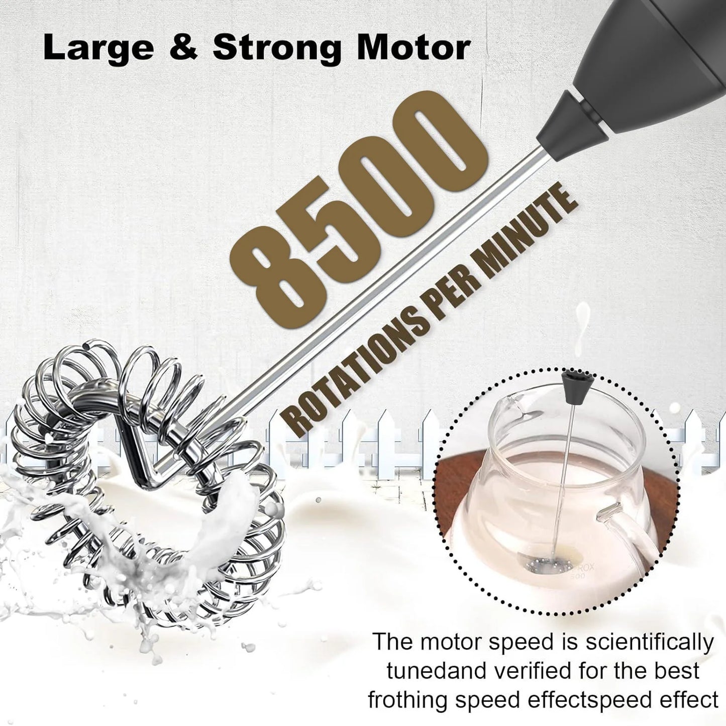 Milk Frother USB Rechargeable 3 Speeds Foam Maker
