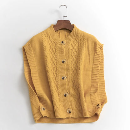 Cable Knit Sweater Vest Cardigan Cozy Button Up Sleeveless Casual Outfit