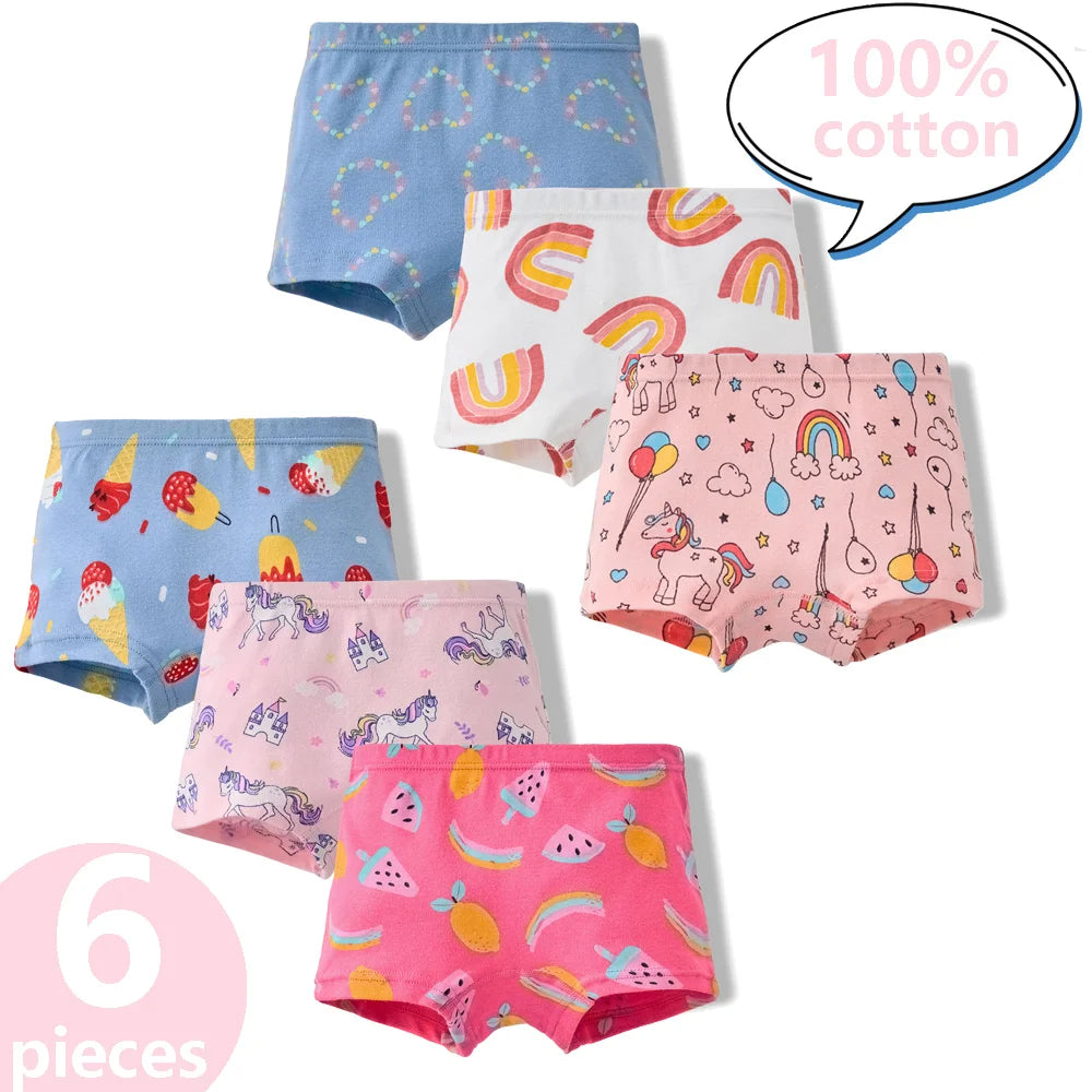 3/6 Pcs 100% Cotton Pretty Cartoon Boxer Set