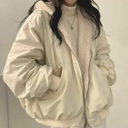 Winter Thick Warm Parkas Oversized Double Sided Hooded Coat Jackets