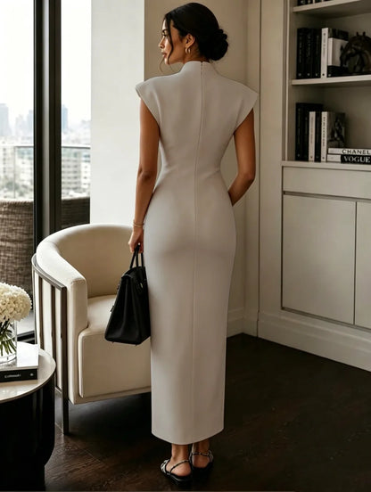 Elegant Cap Sleeve V-Neck Sexy Slim Knee Length Sheath Bodycon Pencil Dress