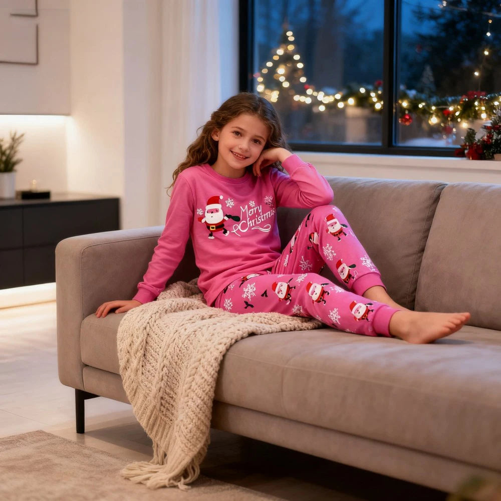 Christmas 100 Cotton Santa Clothes Soft Long Sleeve Xmas Pajamas Set