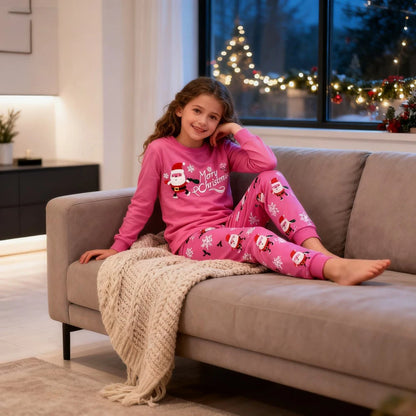 Christmas 100 Cotton Santa Clothes Soft Long Sleeve Xmas Pajamas Set