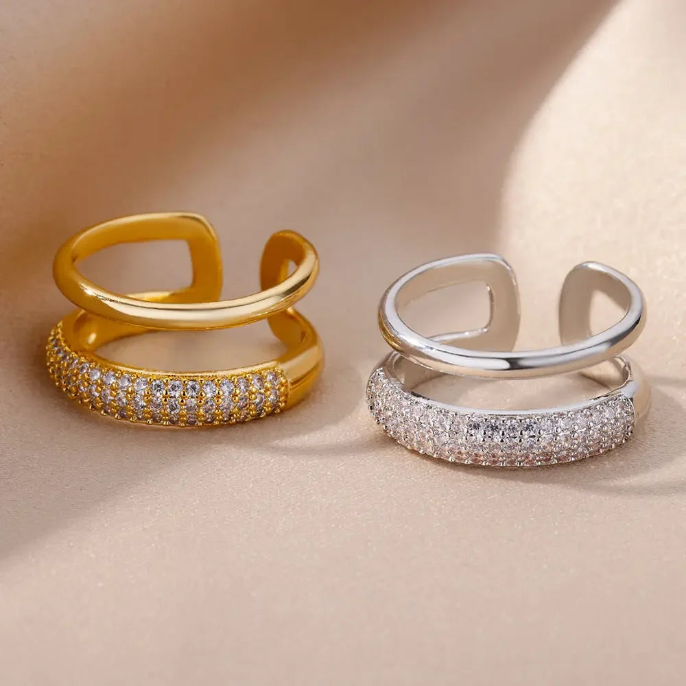 Zircon Open Stainless Steel Luxury Rings