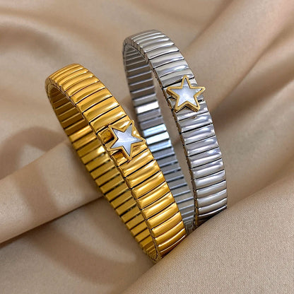 Gold Plated Stainless Steel Elastic Bangles Bracelet