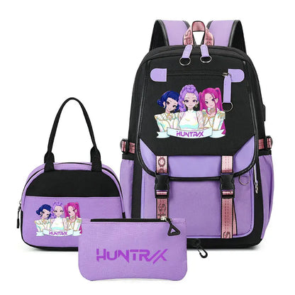 Mochilas Set KPop Demon Hunters Capacity Student School Bag