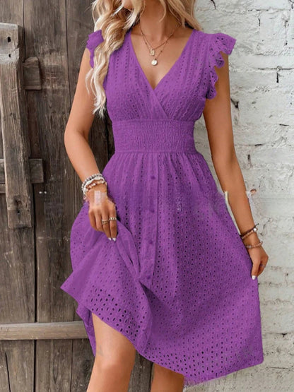 Elegant  Ruffle Sleeve Dress