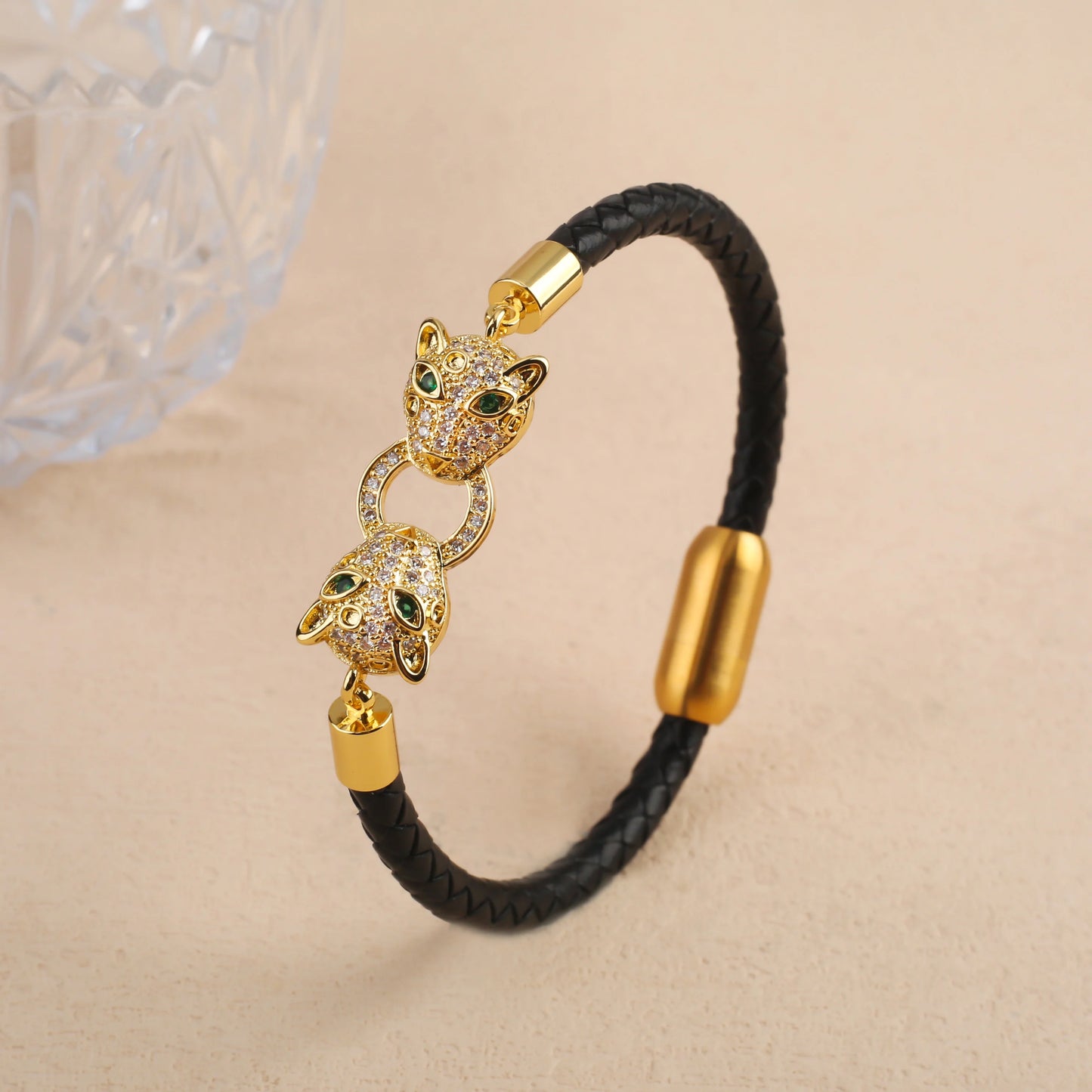 DANA Bully Animal Style Leopard Leather Rope Bracelet