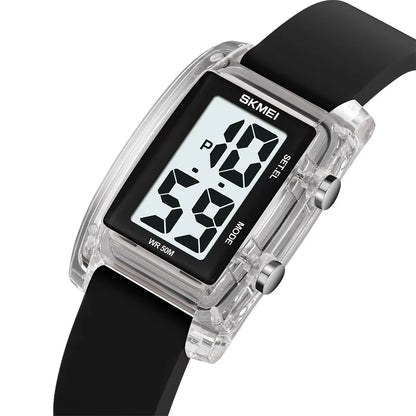 Digital with Date Week Display Silicone Strap LED Light Waterproof Wristwatch