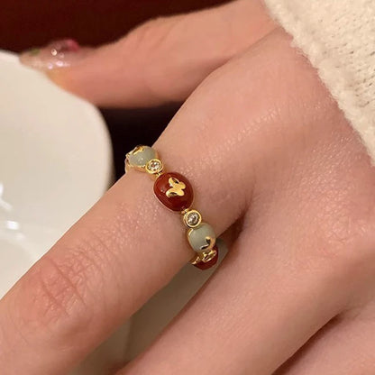925 Sterling Silver Drip Glaze Butterfly Zircon Rings