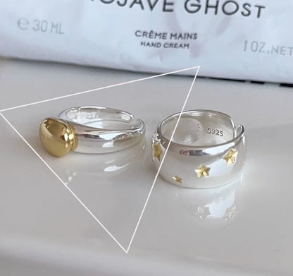 خاتم هندسي غير منتظم من الفضة الإسترلينية عيار 925