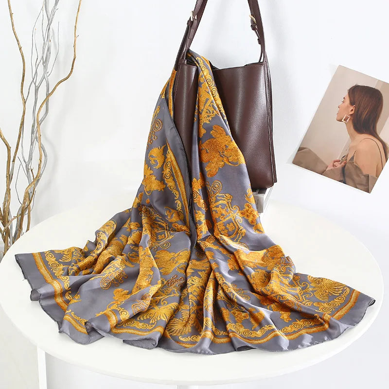 180*90cm Luxury Classic Sun Protection Silk Scarves Silk Shawl