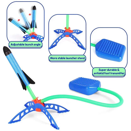 Kids Outdoor Rocket Foot Pump Air Pressing Soaring Rocket Toy