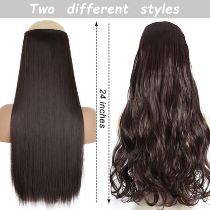 Synthetic Long Straight Clip In One Piece Hair Extension 5 Clips Fake Hair