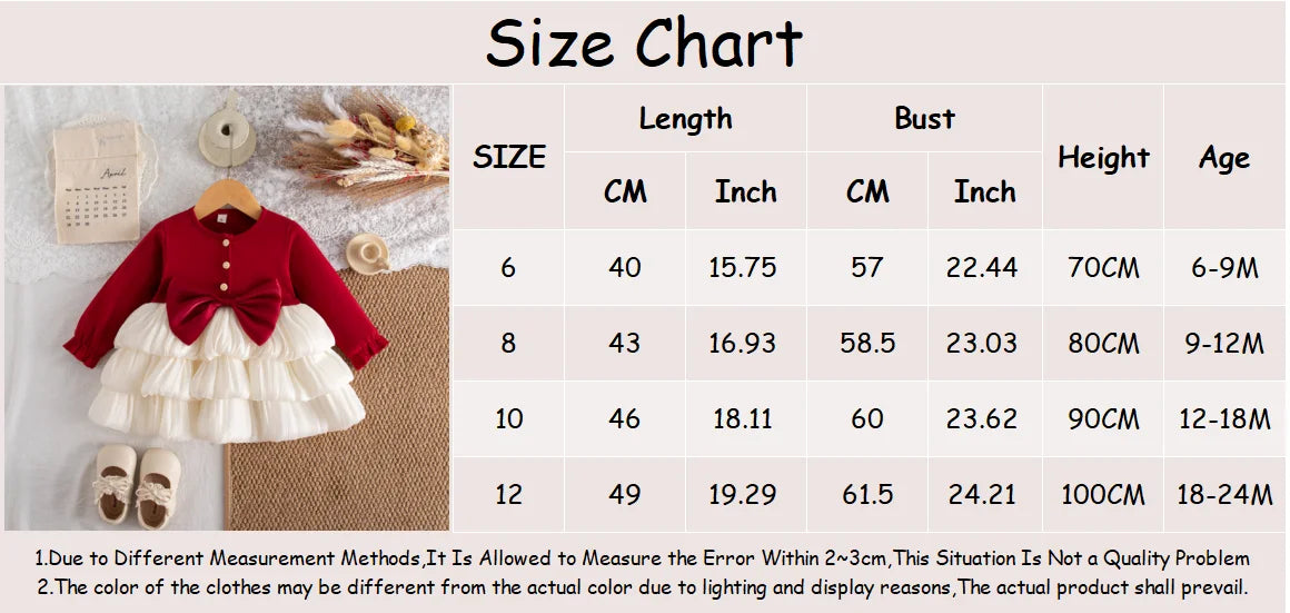 Baby Girl Long-Sleeve Bow Girls Dress