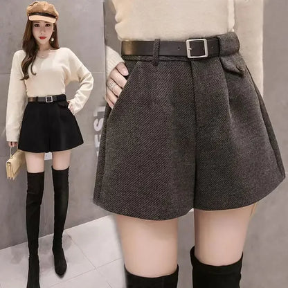 Woolen Loose High-Waisted Thick Boots Pants