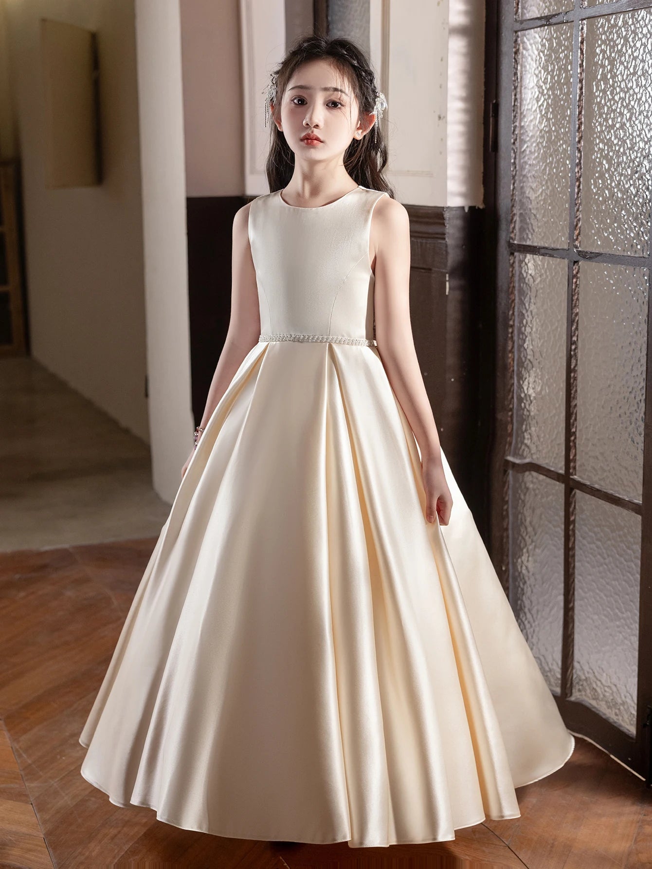 Black Long Dress For Teenage Big Bow Bridesmaid Dress