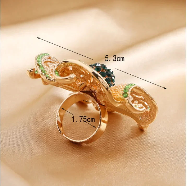 Luxury Big Flower Zircon Classic Hollow Gold Adjustable Ring