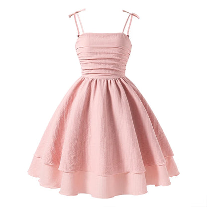 Pink Tiered Sling Princess Sweet Style Tween Girls Dress