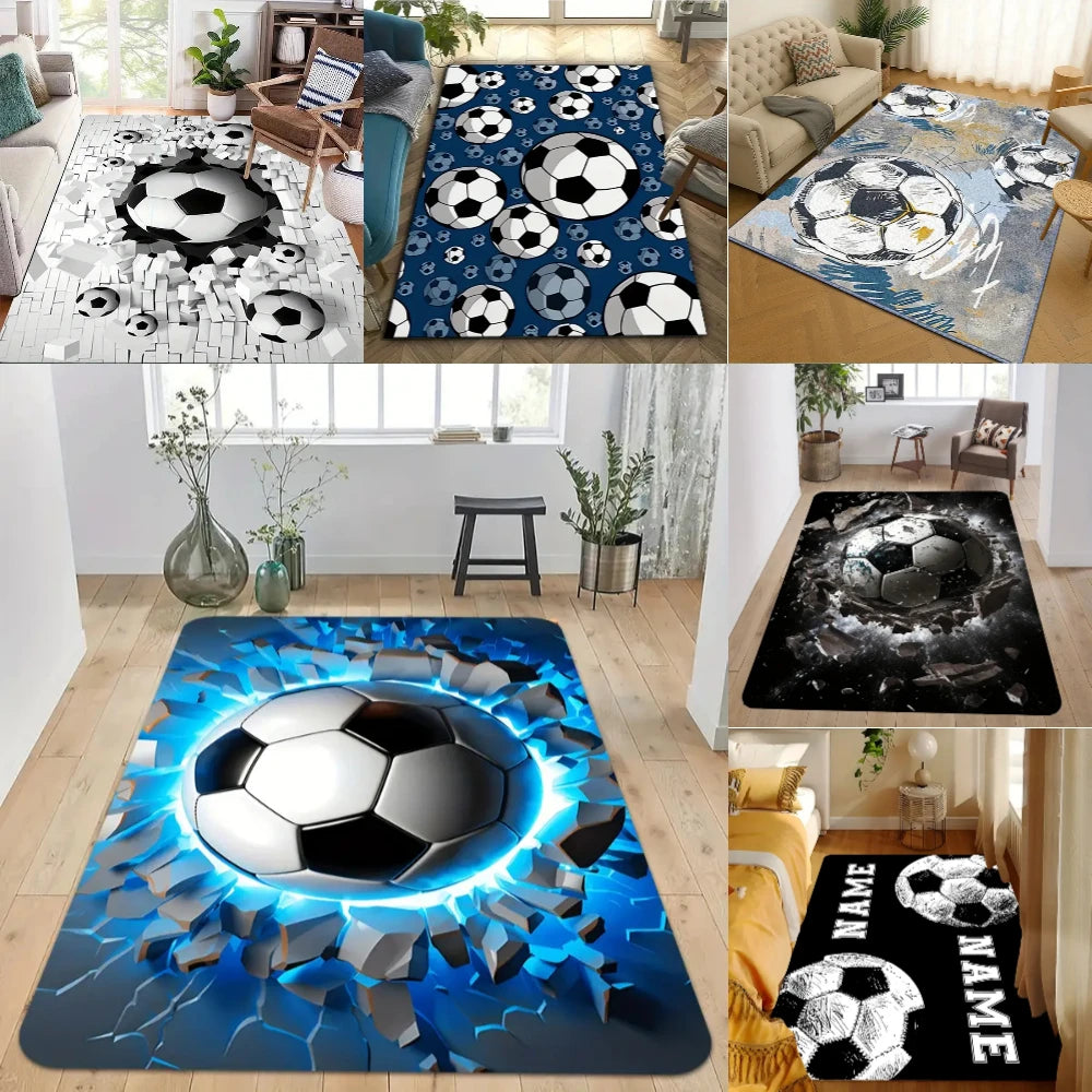 3D Ball Soccer Carpet Living Room Floor Mat Non Slip Kids Play Area Rug
