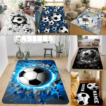 3D Ball Soccer Carpet Living Room Floor Mat Non Slip Kids Play Area Rug