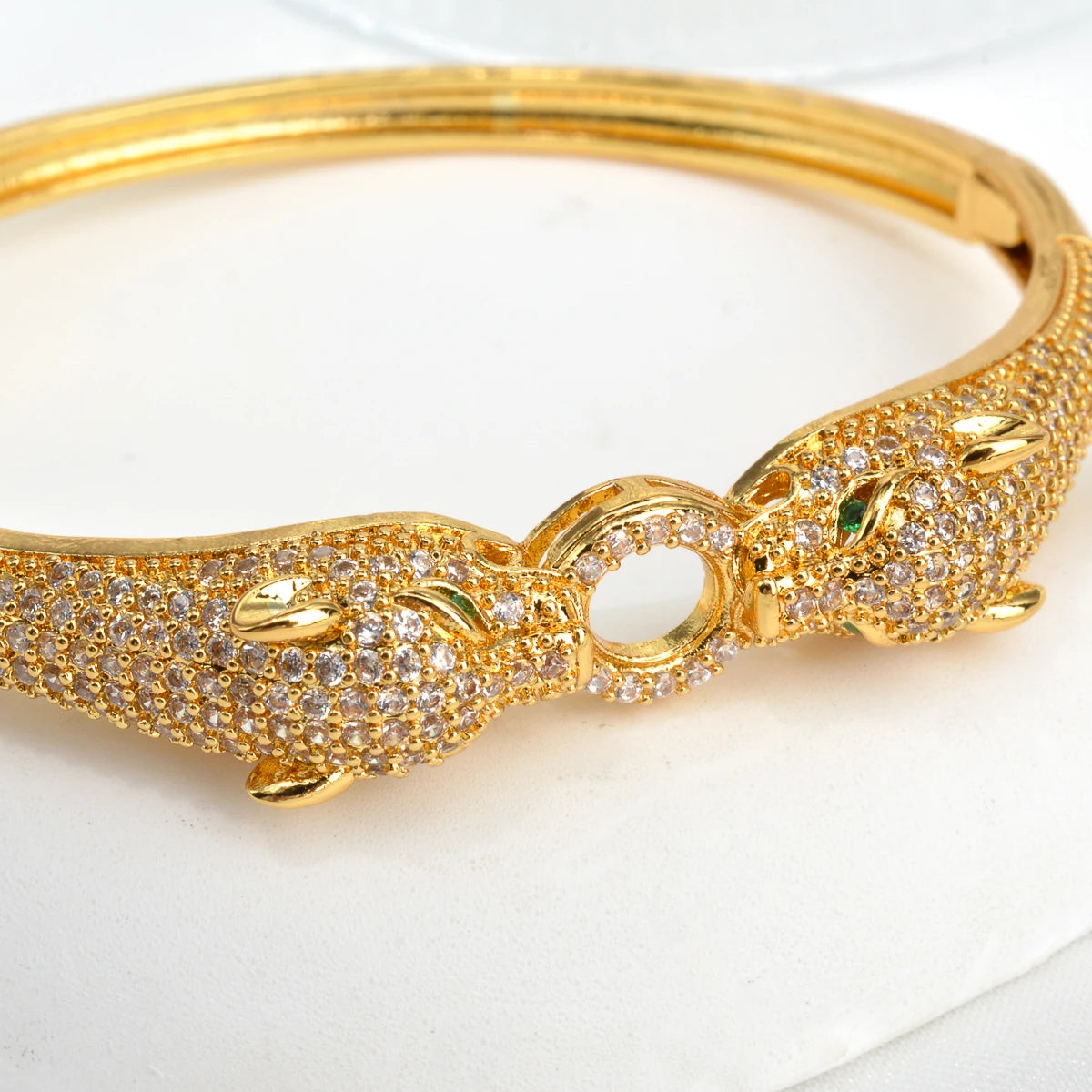 Gold Silver Color Leopard Head 18K Gold Plated Bangle Luxury CZ Zircon Bracelets