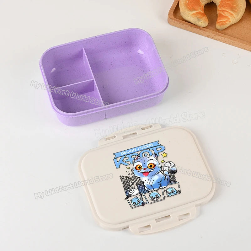 KPOP Demon Hunters Lunch Box Cute Mira Zoey Jinu Portable Plastic Bento Box