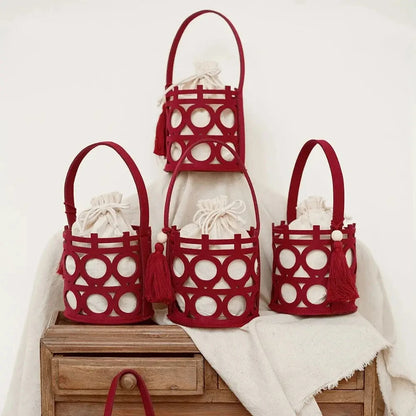 Candy Bags Red Chinese Style Felt Handbag