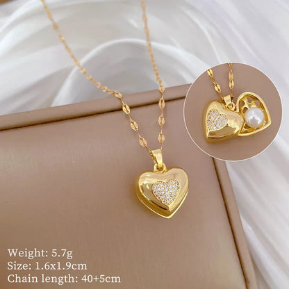 Heart Butterfly Stainless Steel Pendant Necklaces Jewelry