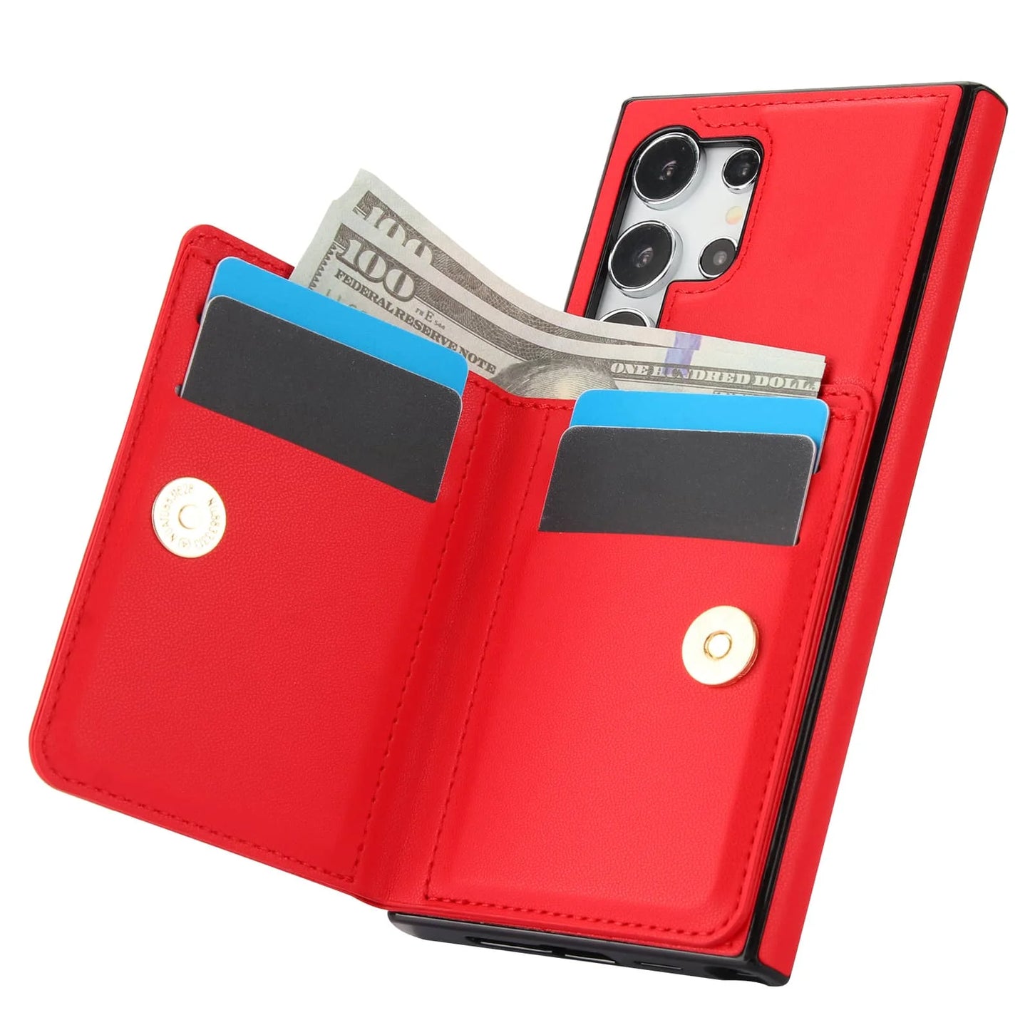 Wallet Case with Card Holder, 360° Rotation Ring