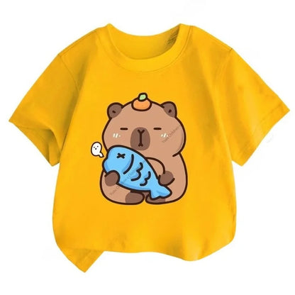 Capybara Printing Cute Short-Sleeved T-Shirt