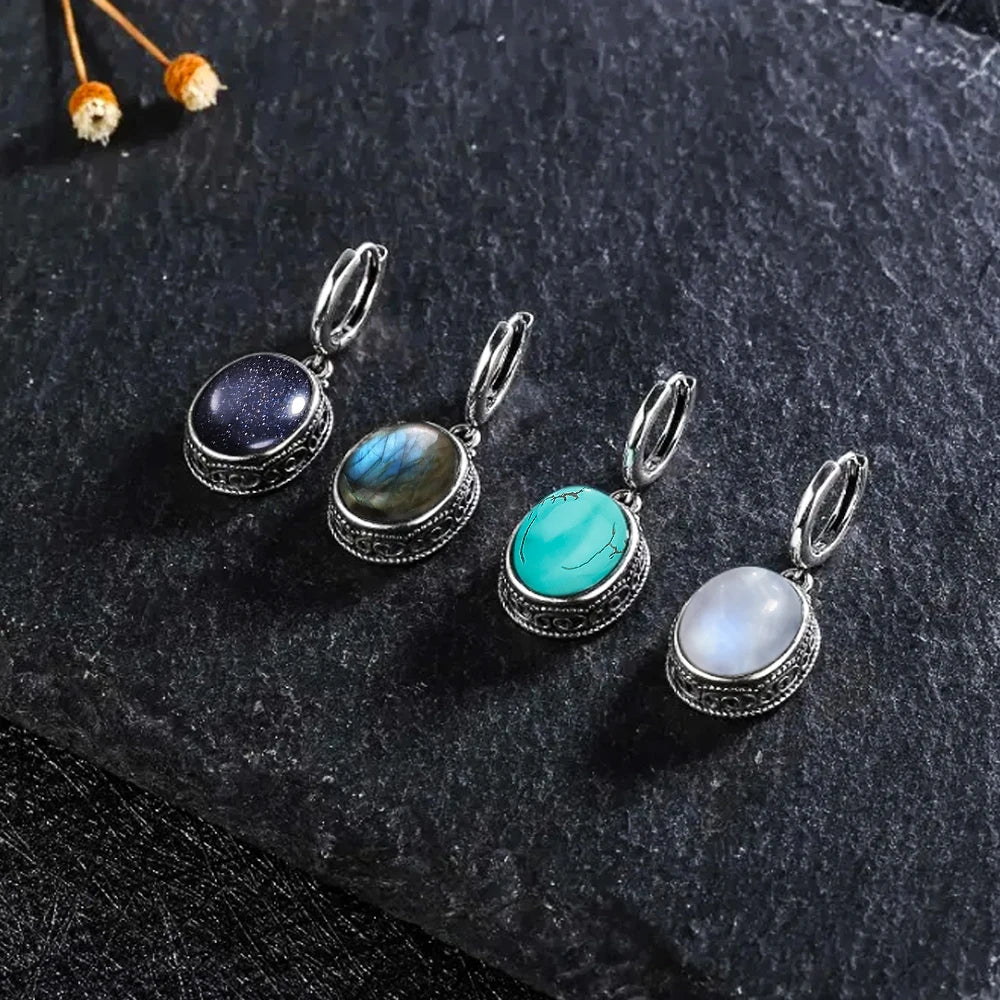 925 Sterling Silver Natural Labradorite Earrings