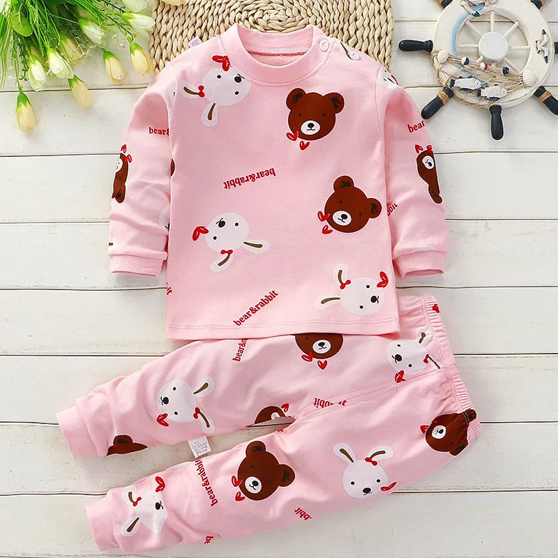 Autumn Long Sleeve Baby Kid Sleep Costume Pajamas Set